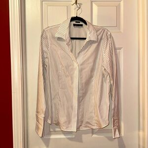 Jones New York Collection, pinstripe button down blouse, Size: 14